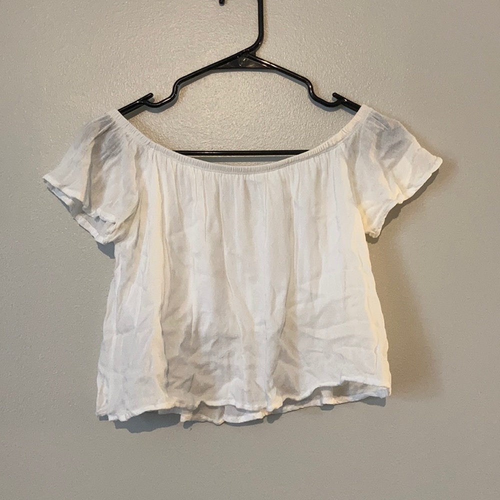 Gab Kate White Off the Shoulder Flowy Crop Top